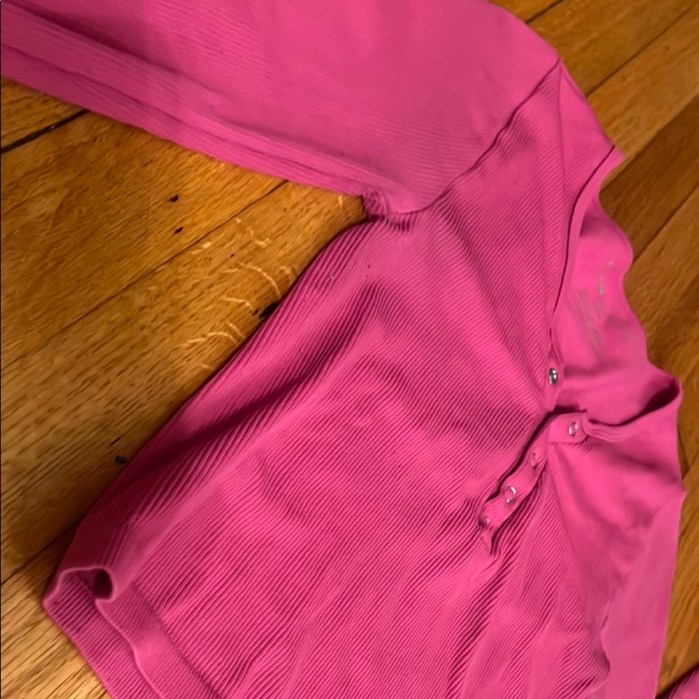 Pink Long Sleeve Ribbed Top